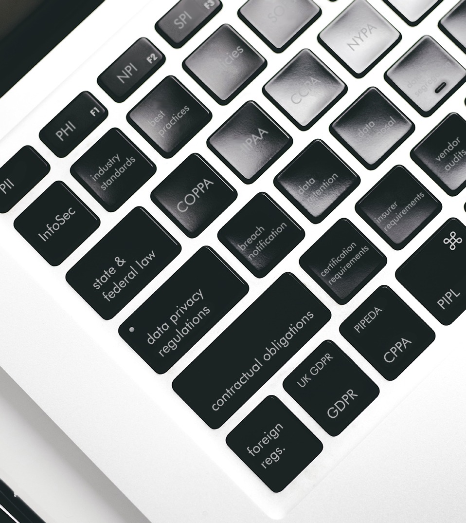 Keyboard with legal and compliance terms